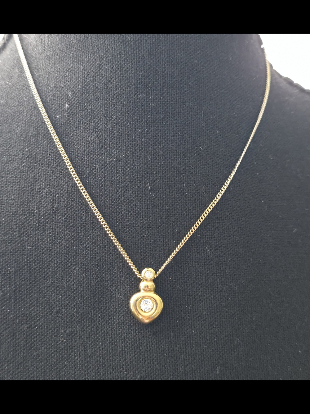 Christian Dior Gold-Tone Heart Pendant Necklace with Sparkling Stone